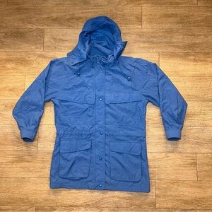 1980s Parka Eddie Bauer Blue Anorak Hooded Mountain Windbreaker Jacket